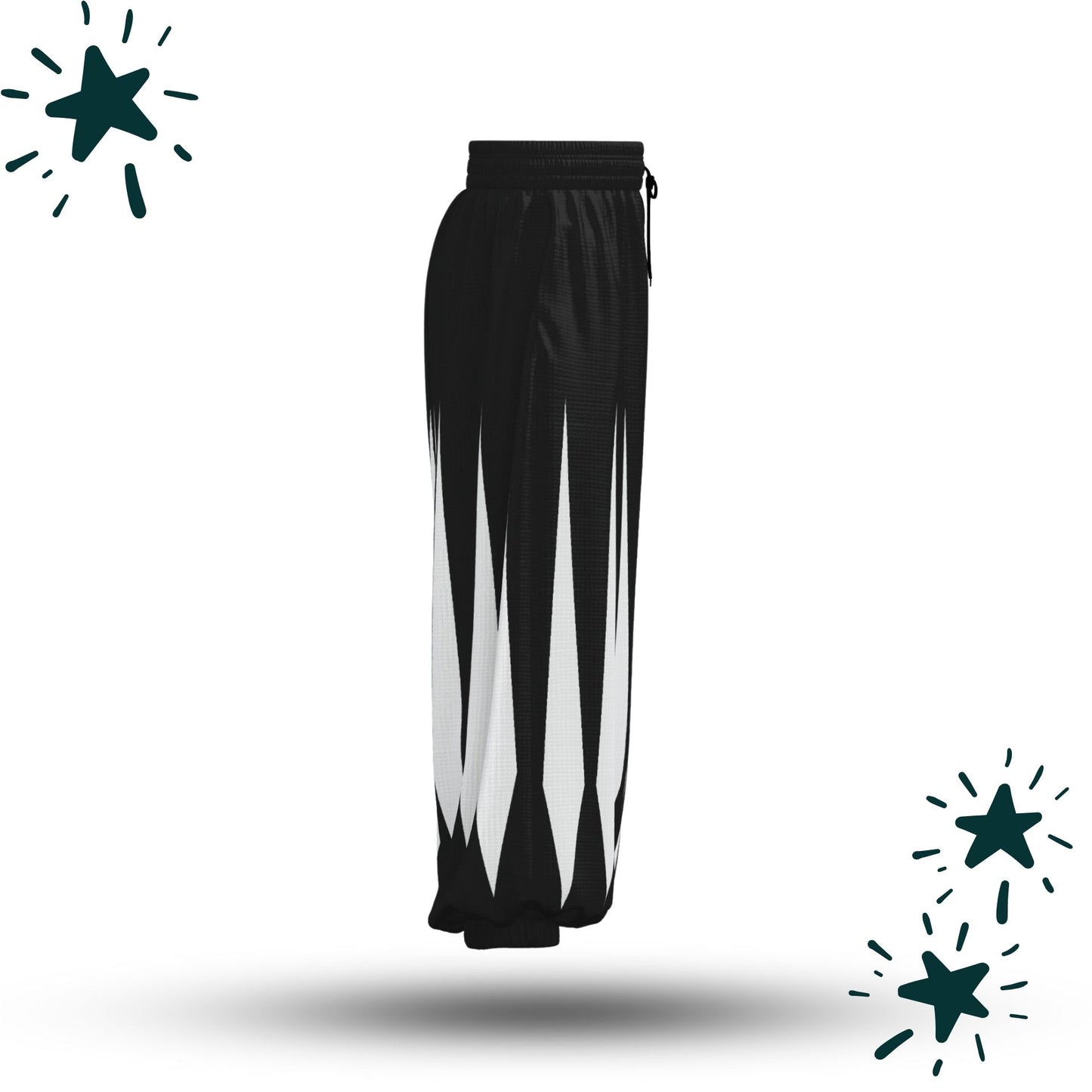 Slashed Jester Pants Pierrot Black White Puffy Clown Pantaloons