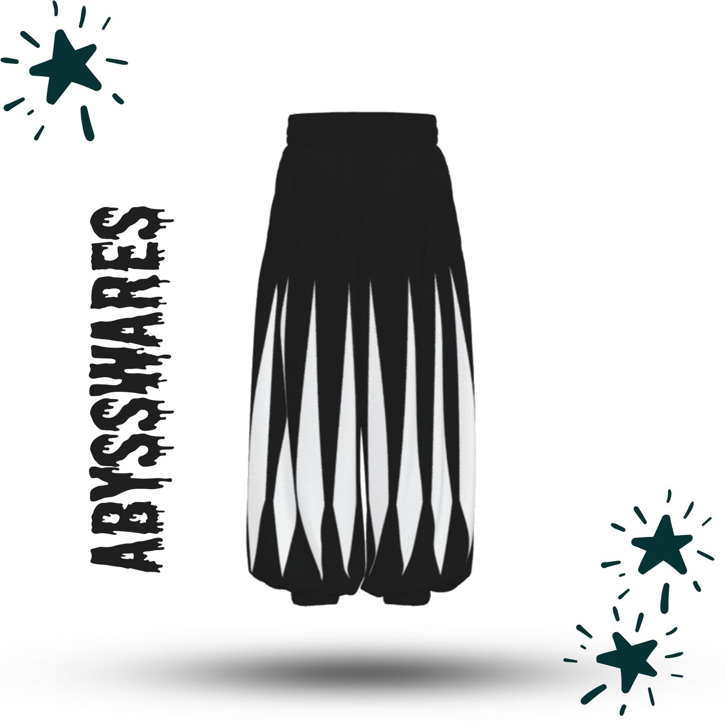 Slashed Jester Pants Pierrot Black White Puffy Clown Pantaloons