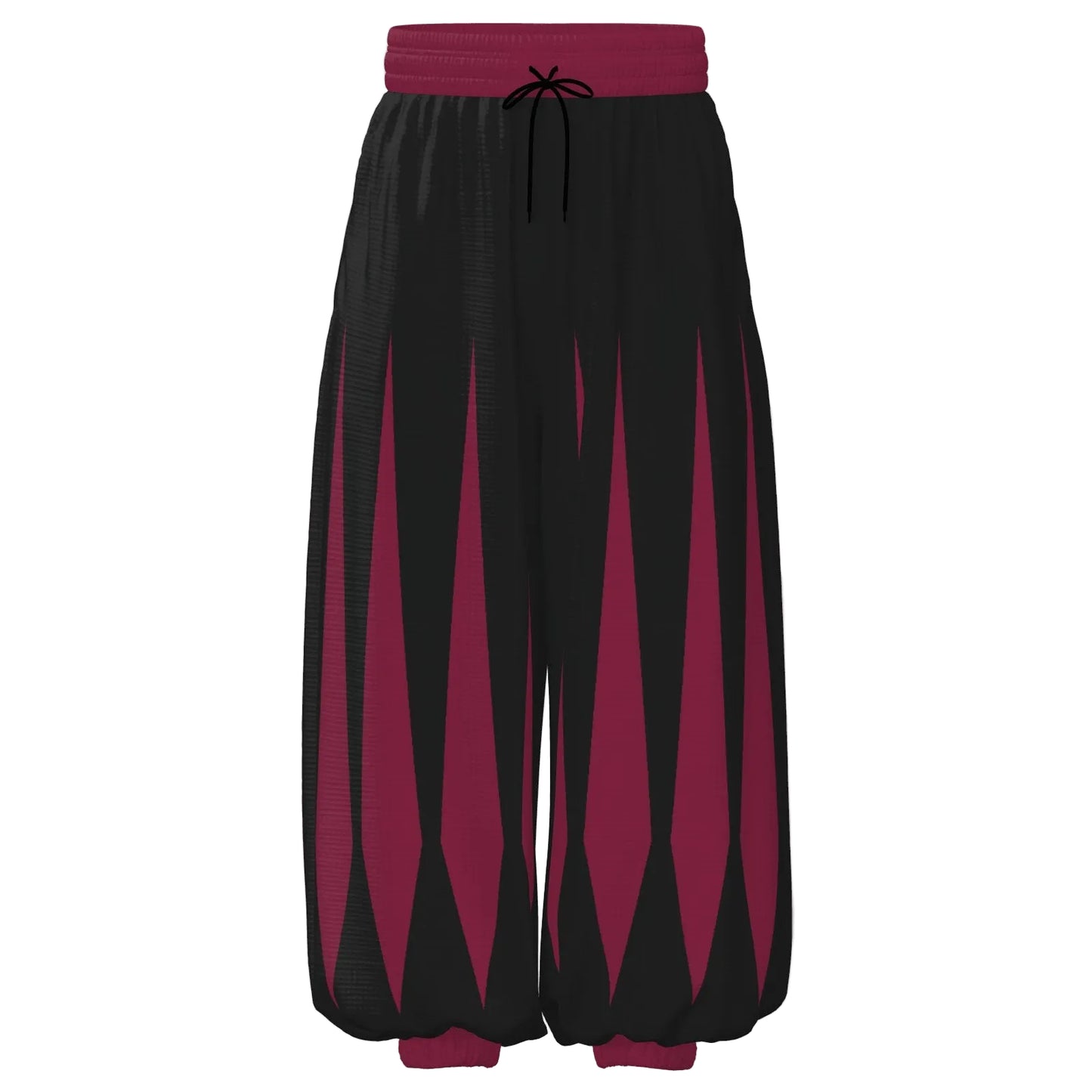 Slashed-look Jester pants maroon red and black 