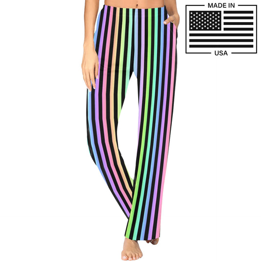 softie rainbow striped womens pajama bottoms clown pants