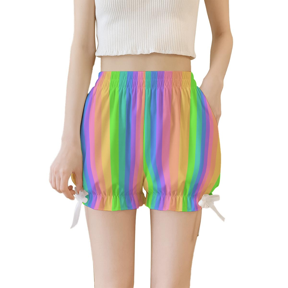 Softie Rainbow Stripe Puffy Clown Shorts