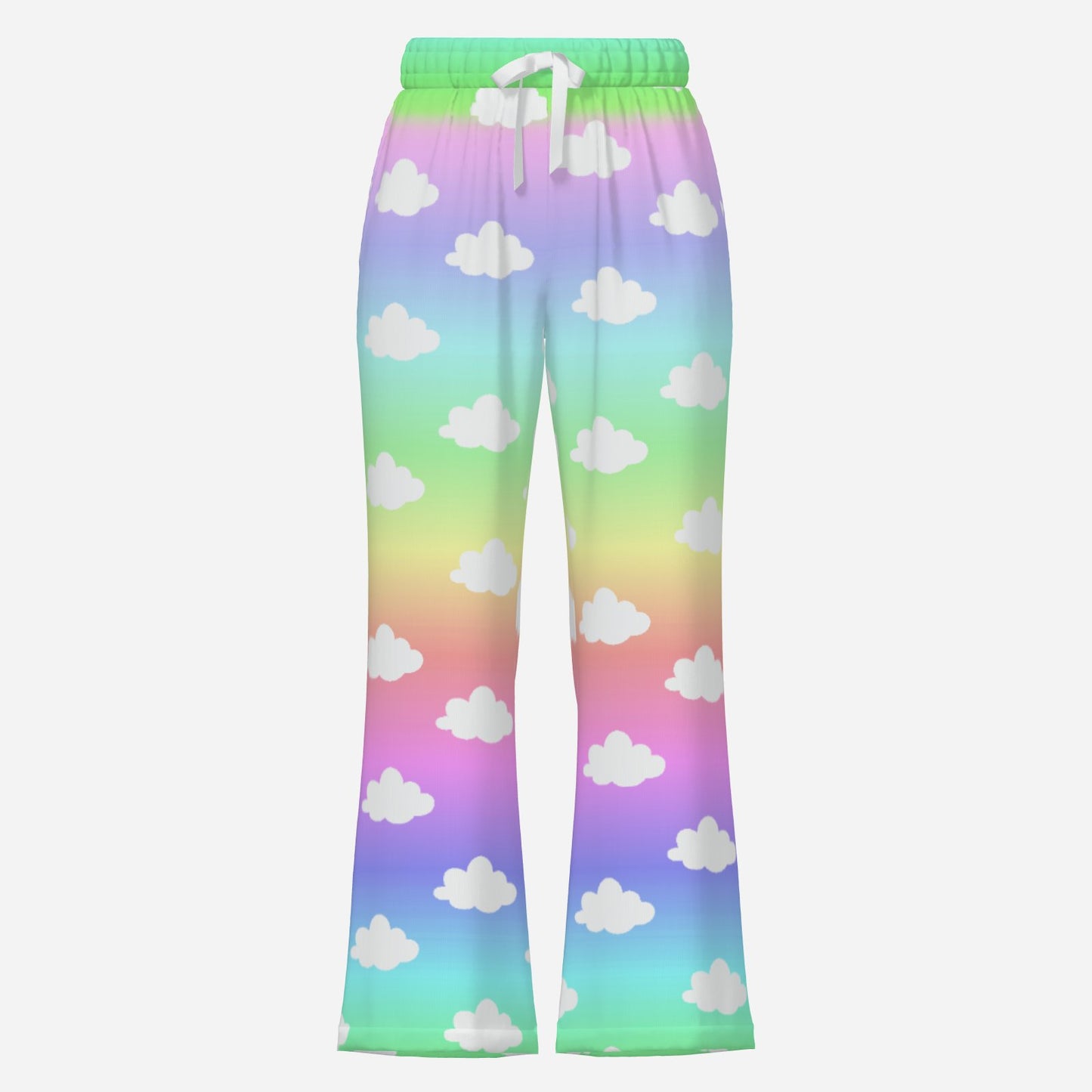 Spout Flares Unicorn Clouds Rainbow Wide Leg Bell Bottom Clown Pants