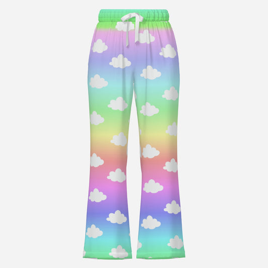 Spout Flares Unicorn Clouds Rainbow Wide Leg Bell Bottom Clown Pants