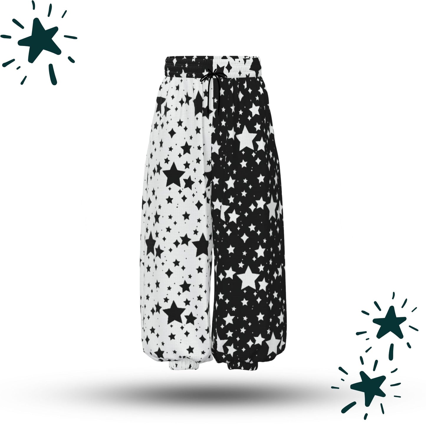 Stardust Split Black White Jester Clown Pants
