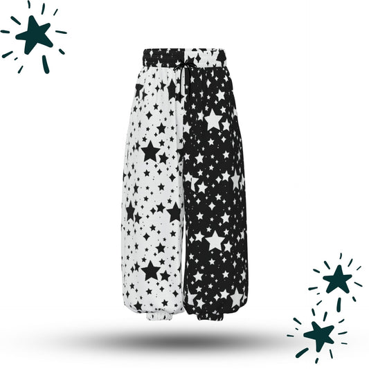 Stardust Split Black White Jester Clown Pants