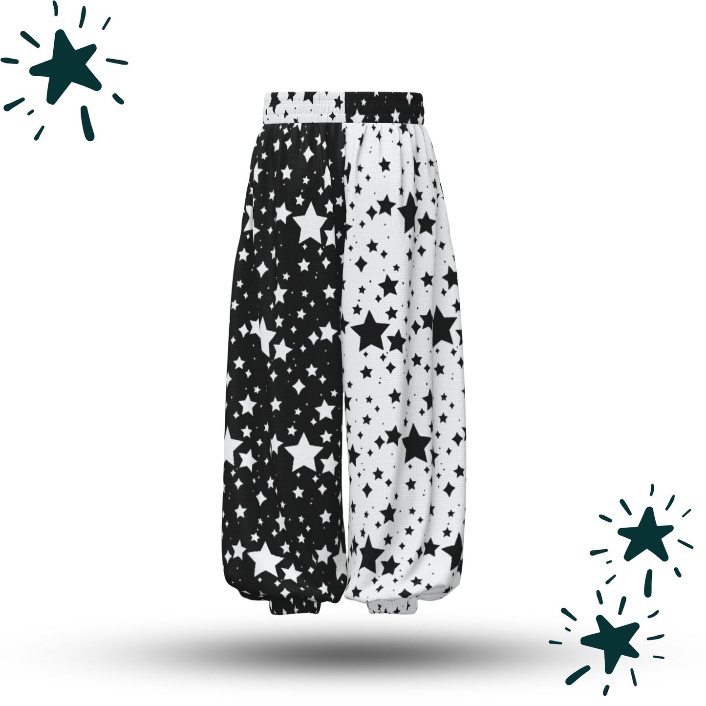Stardust Split Black White Jester Clown Pants