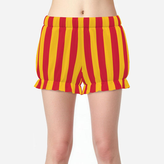 Pufflette Pants Sun Stripe Red Yellow Jester Bloomers Clown Poofy Shorts