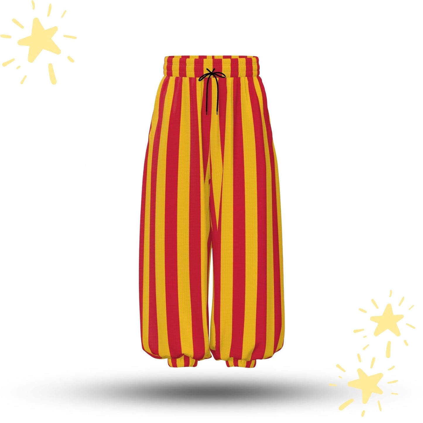 Sun Stripe Jester Clown Pants Red Yellow Pantaloons