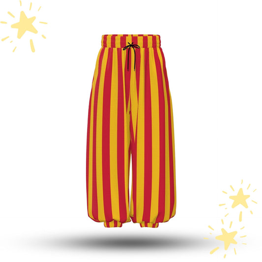 Sun Stripe Jester Clown Pants Red Yellow Pantaloons
