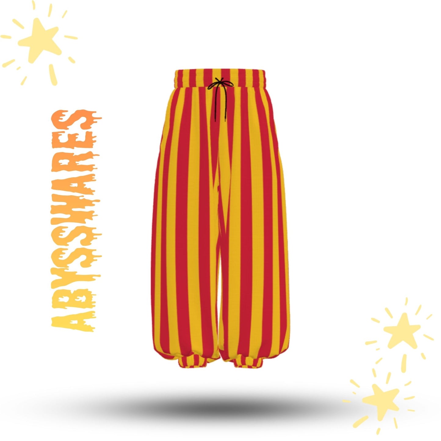Sun Stripe Jester Clown Pants Red Yellow Pantaloons