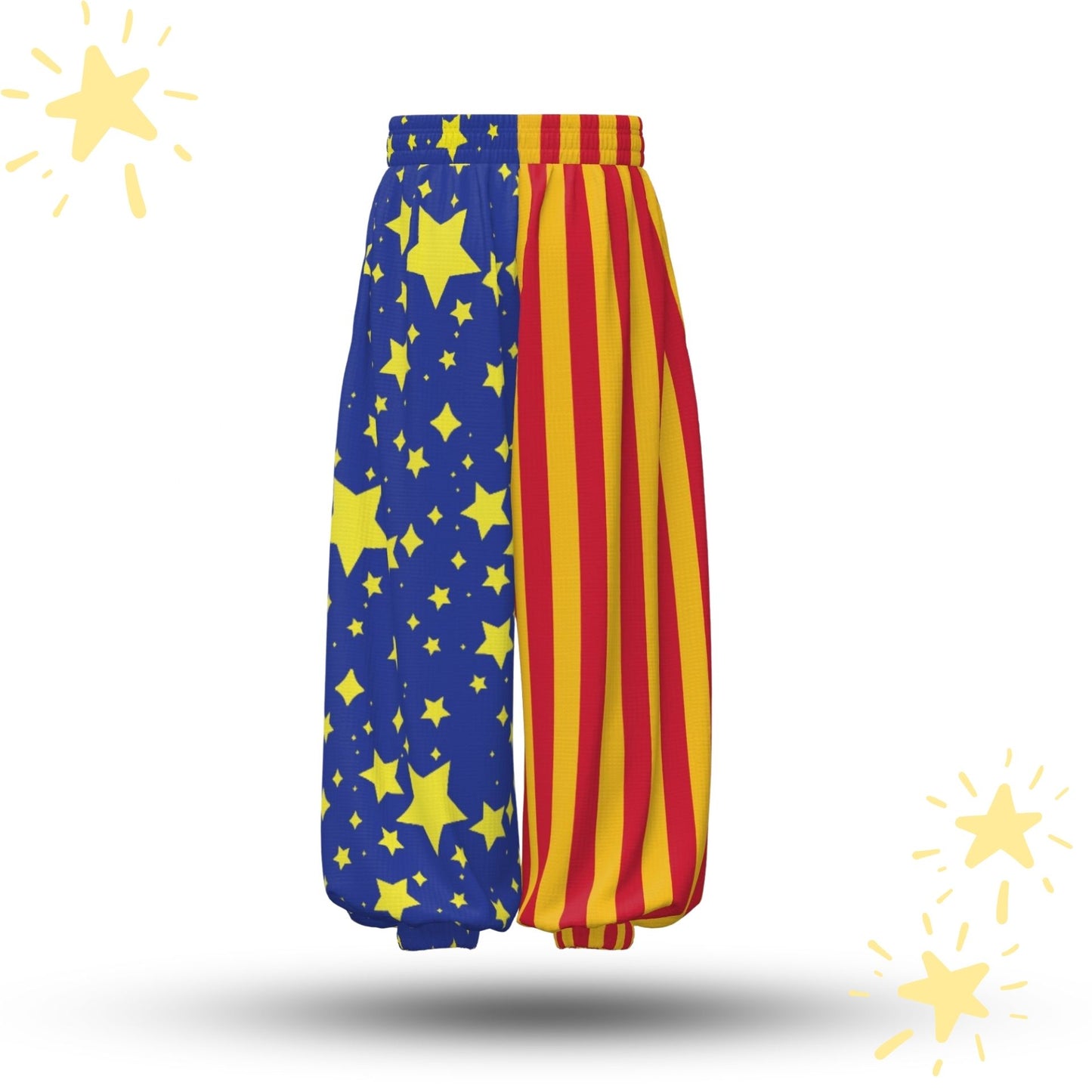 Baggy Pantaloons Sun Stripe Night Stardust Split Clown Pants