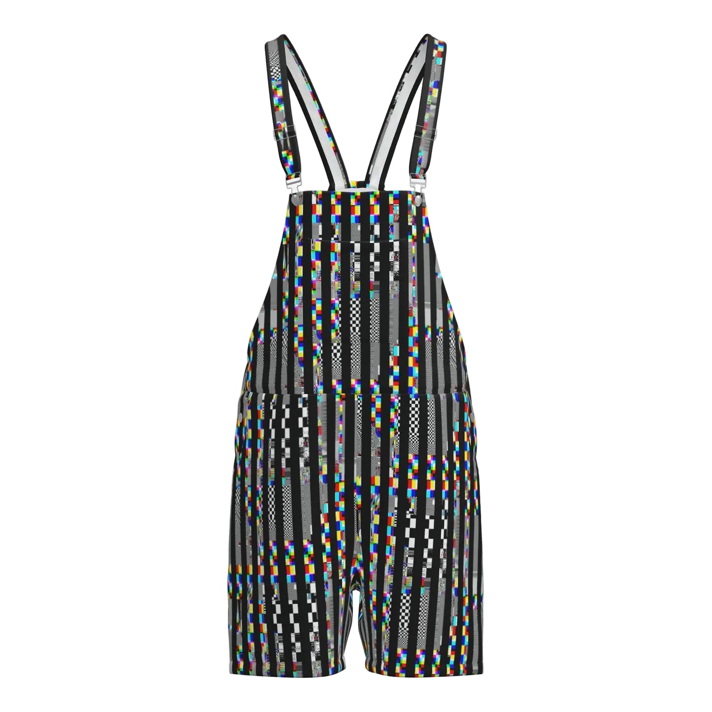 TV Glitch Stripe Shortie OVeralls