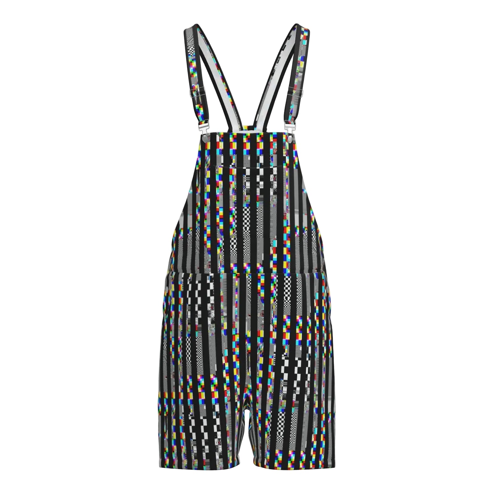 TV Glitch Stripe Shortie OVeralls