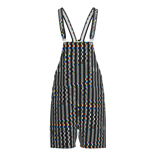 TV Glitch Stripe Shortie OVeralls