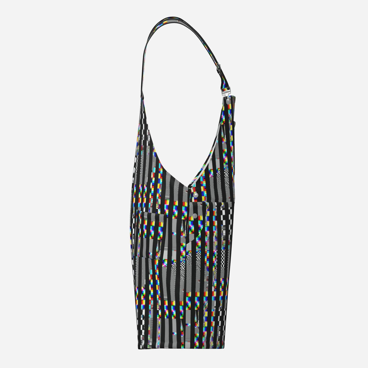 Shortie Overalls TV Glitch Stripe Weirdcore Scene Dungaree Shorts