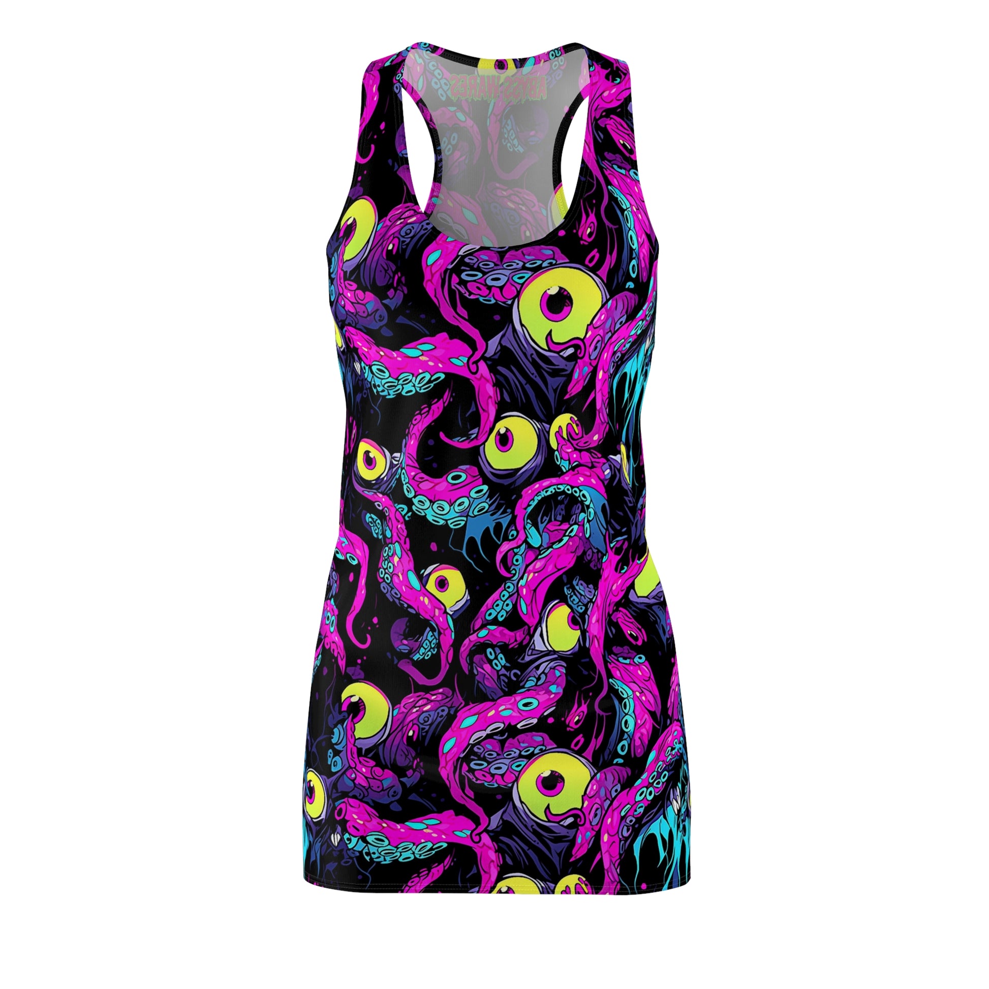 vibrant magenta tentacles on this weirdcore anime style scene girl dress made in America