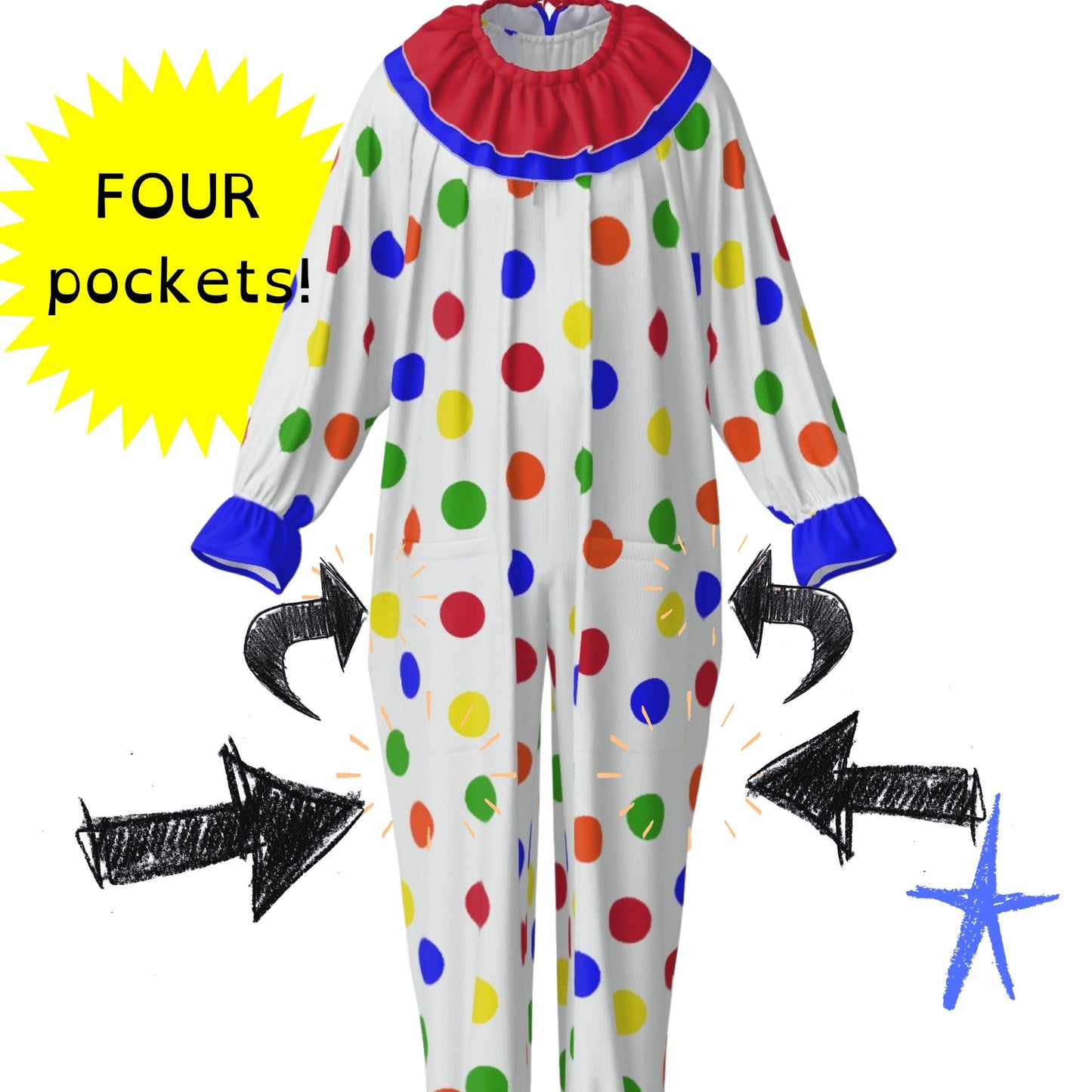 Toy Box Polka Dots Pro Clown Suit and Ruffle Collar
