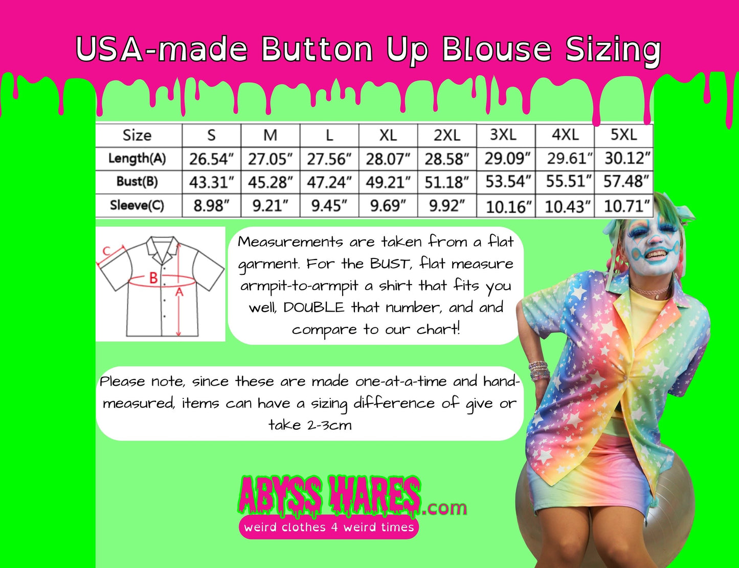 Rainbow Stardust Button Up Blouse made in USA