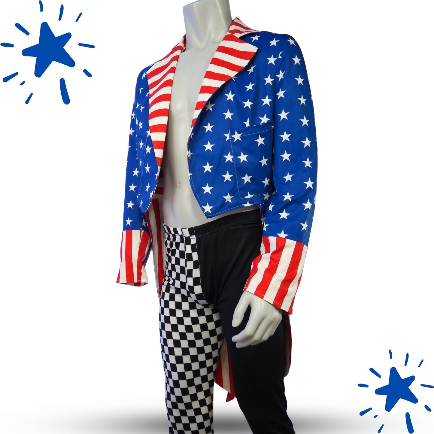 Uncle Sam Clown Tailcoat Stars and Stripes Costume Jacket
