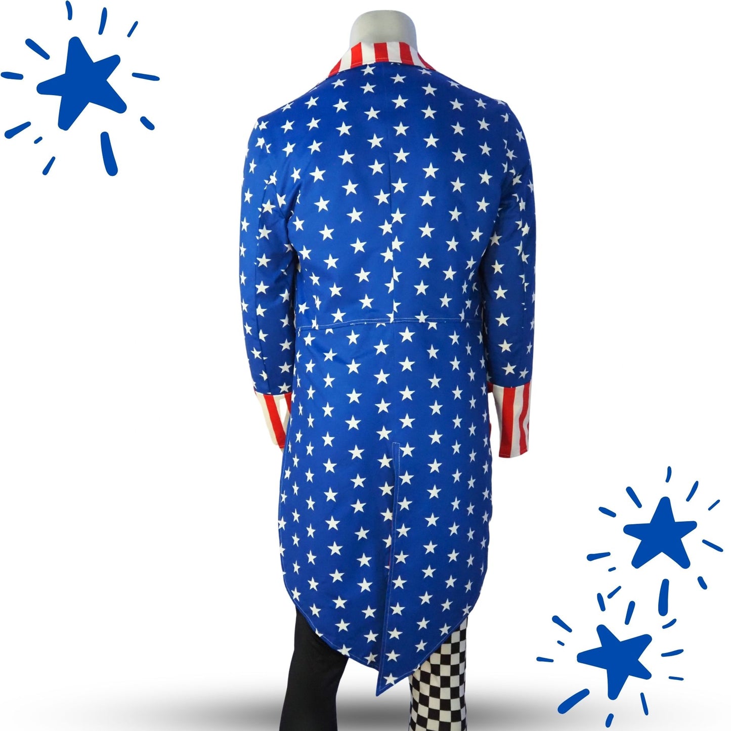 Uncle Sam Clown Tailcoat Stars and Stripes Costume Jacket