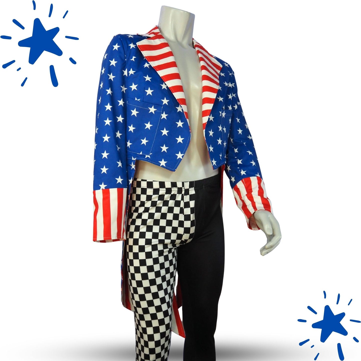 Uncle Sam Clown Tailcoat Stars and Stripes Costume Jacket