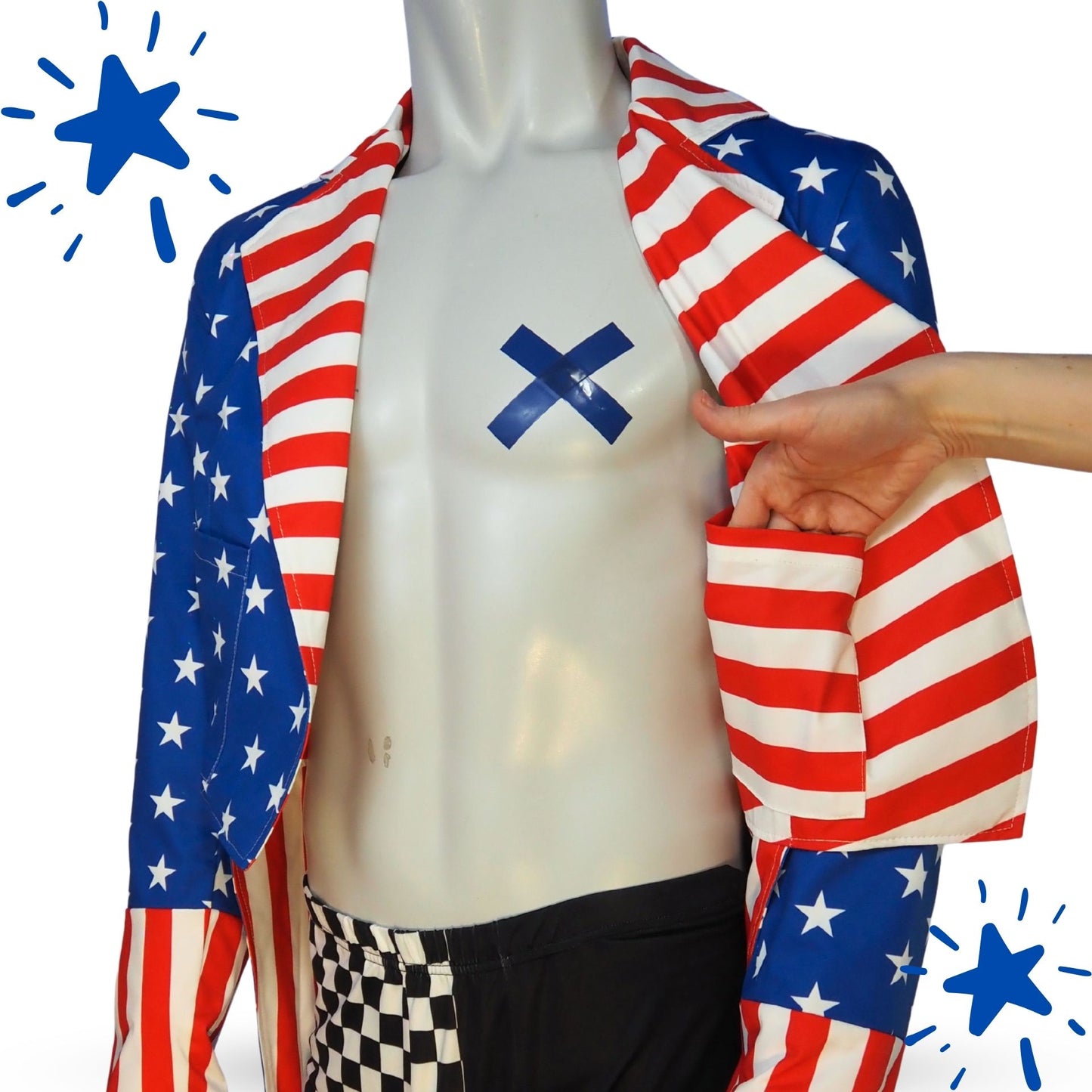 Uncle Sam Clown Tailcoat Stars and Stripes Costume Jacket