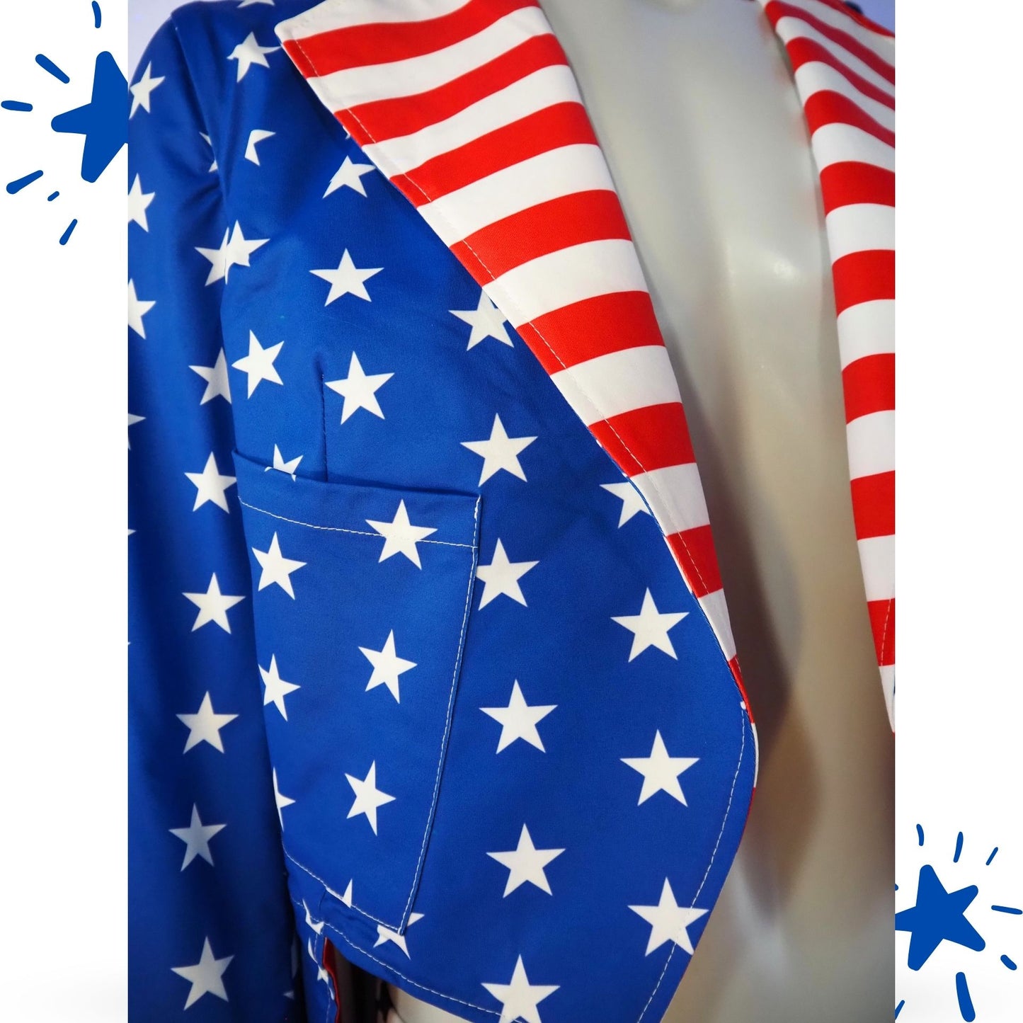 Uncle Sam Clown Tailcoat Stars and Stripes Costume Jacket