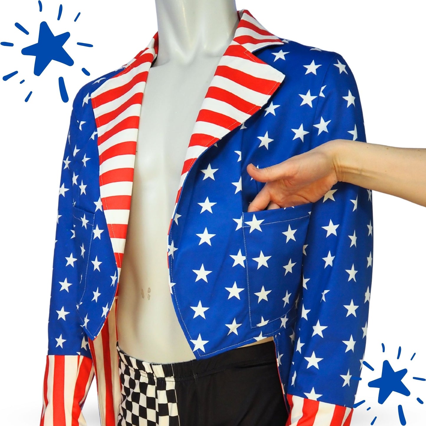Uncle Sam Clown Tailcoat Stars and Stripes Costume Jacket