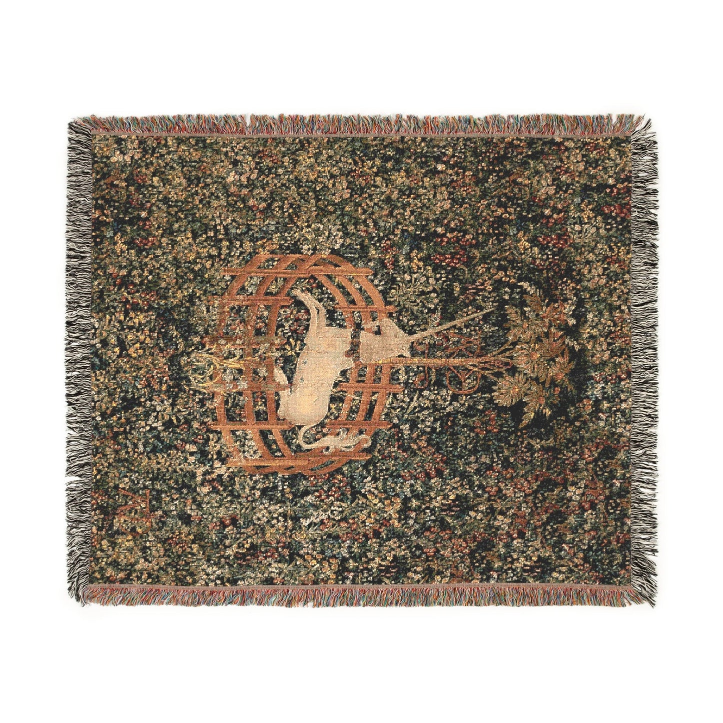 Unicorn In Captivity woven cotton tapestry blanket