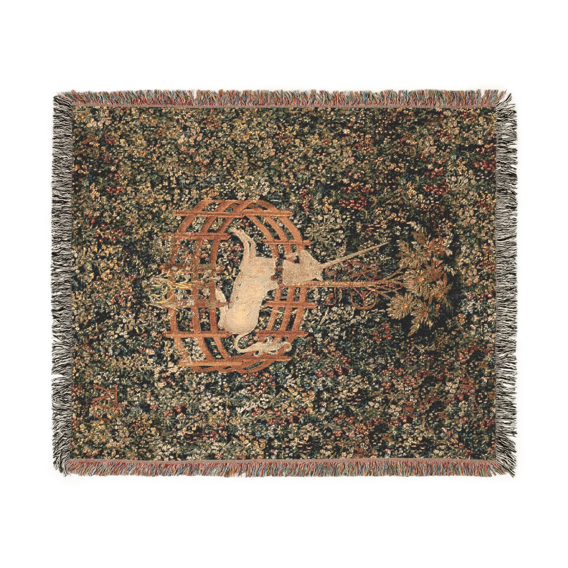 Unicorn In Captivity woven cotton tapestry blanket