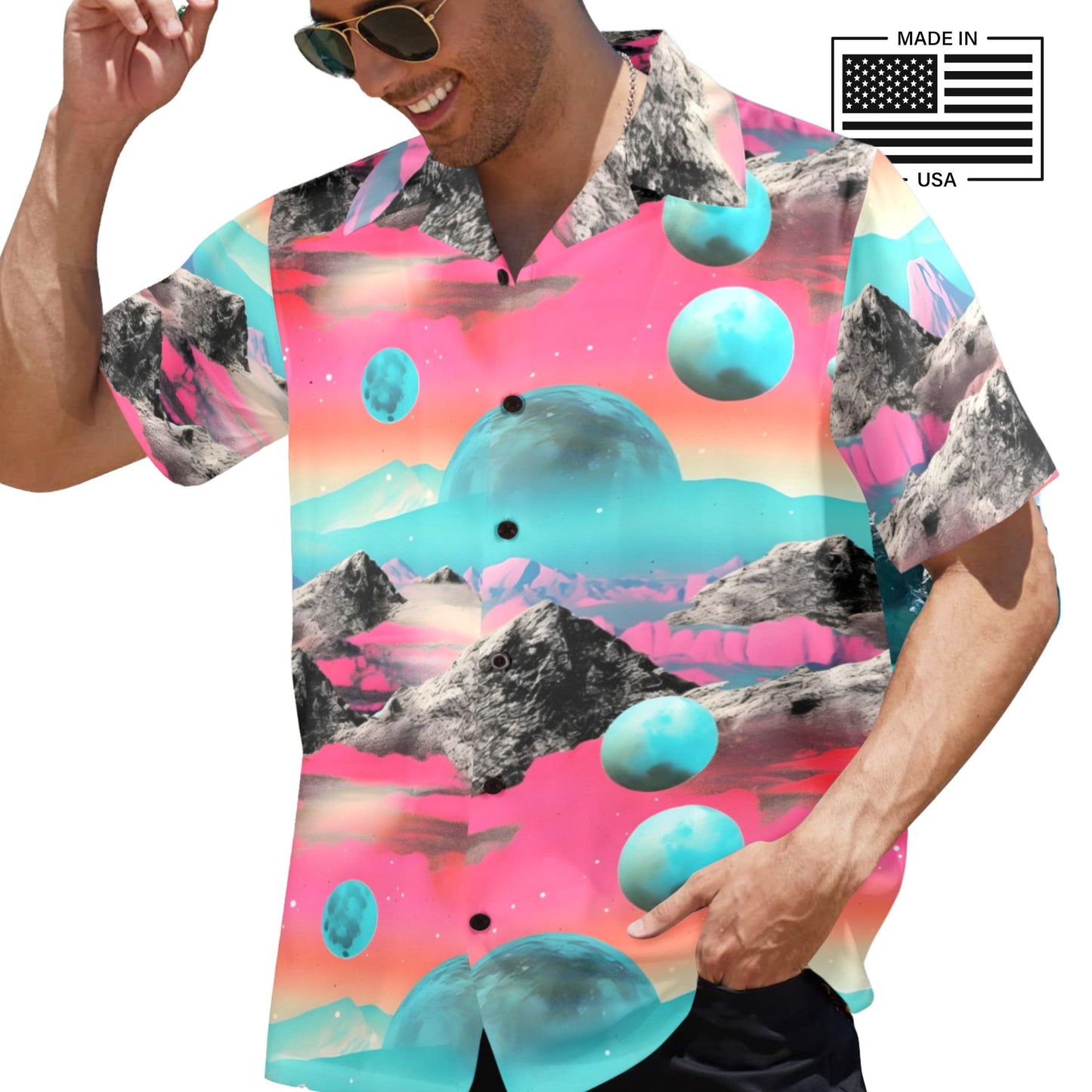 Vaporwave Moons Men's Hawaiian Shirt
