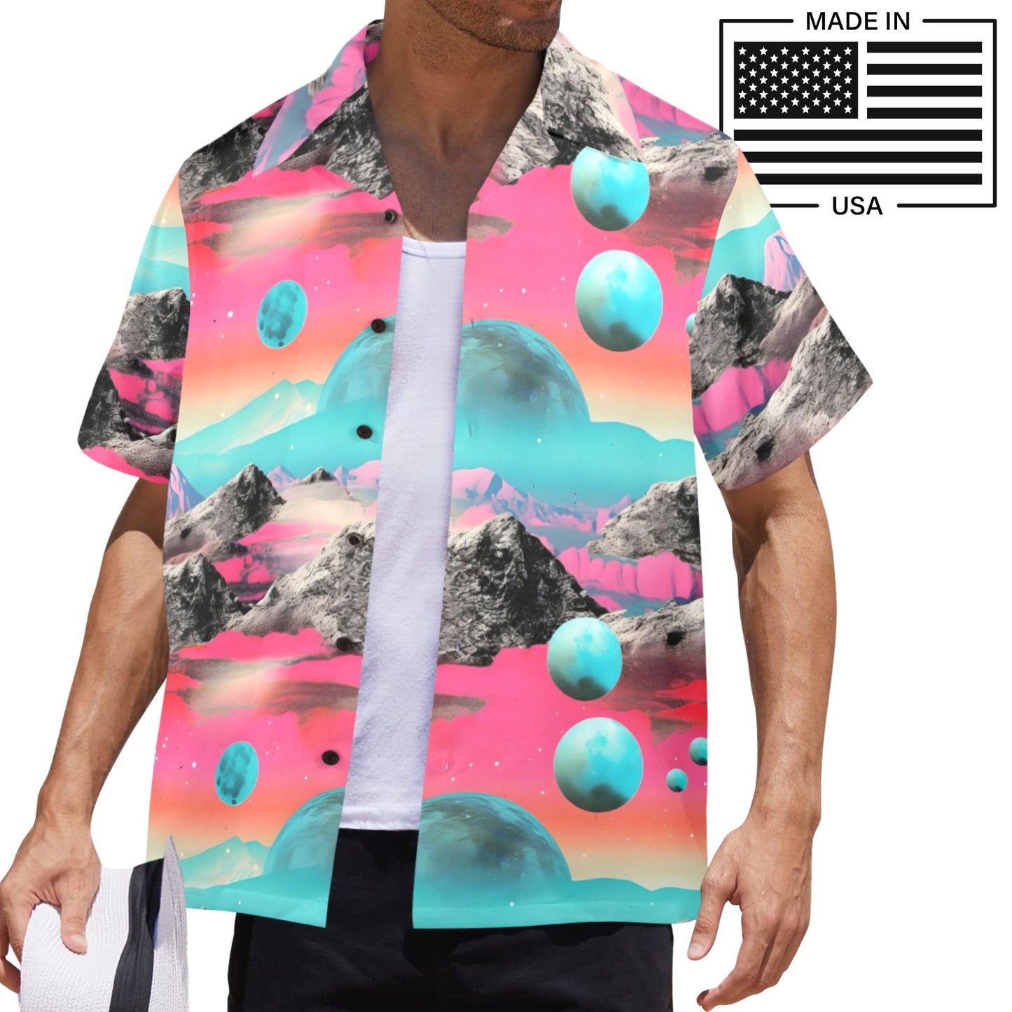 Vaporwave Moons Men's Hawaiian Shirt
