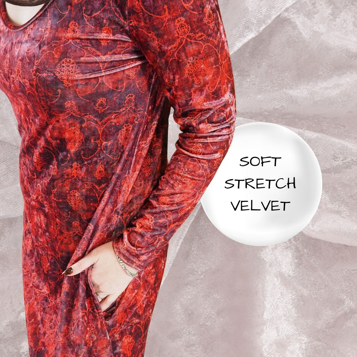 Rubinrotes Samtkleid