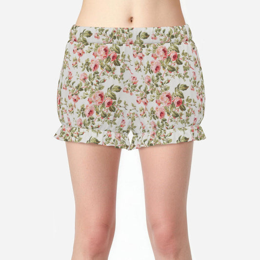 Pufflette Pants Vintage Rose Pink Floral Jester Bloomers Ruffle Clown Shorts