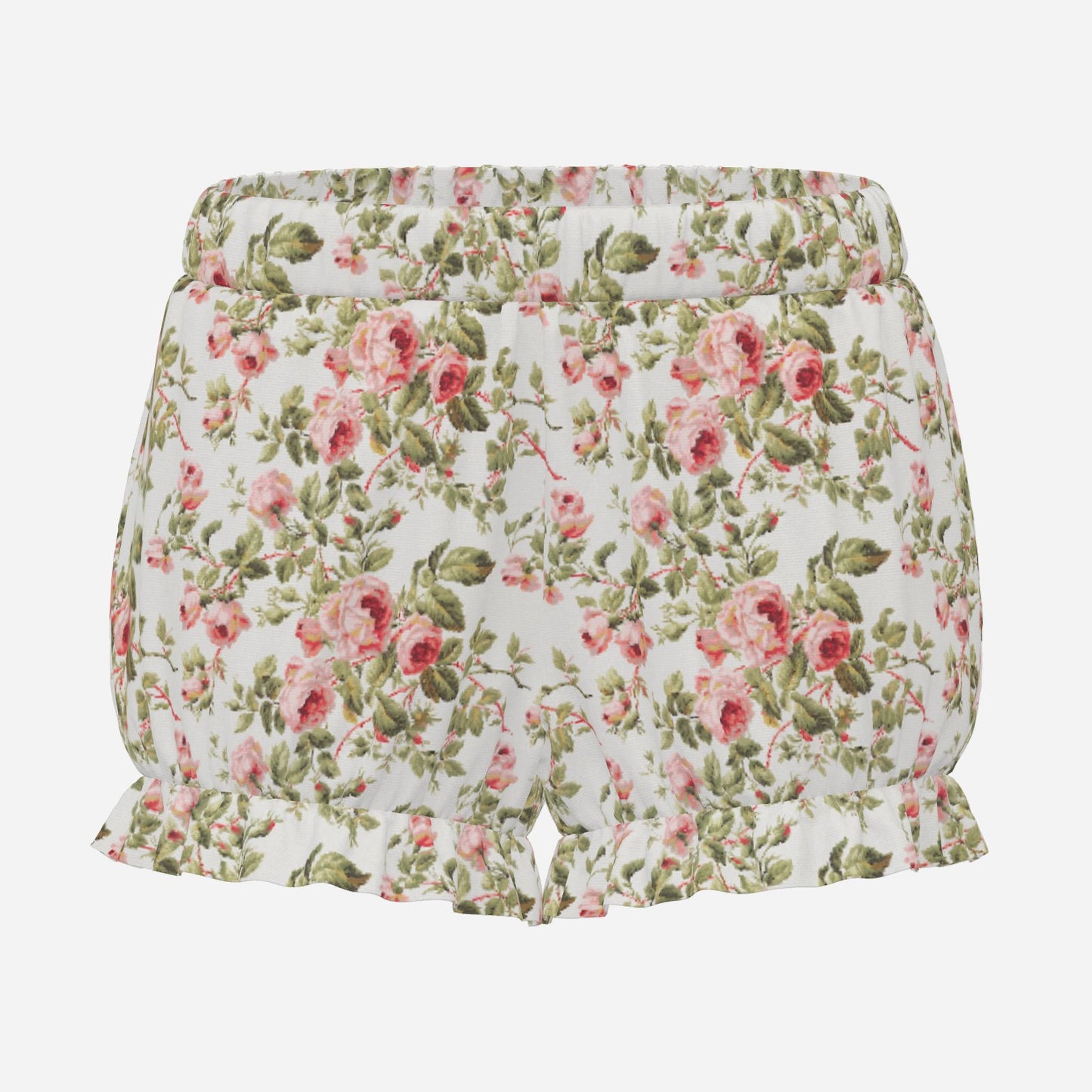 Pufflette Pants Vintage Rose Pink Floral Jester Bloomers Ruffle Clown Shorts