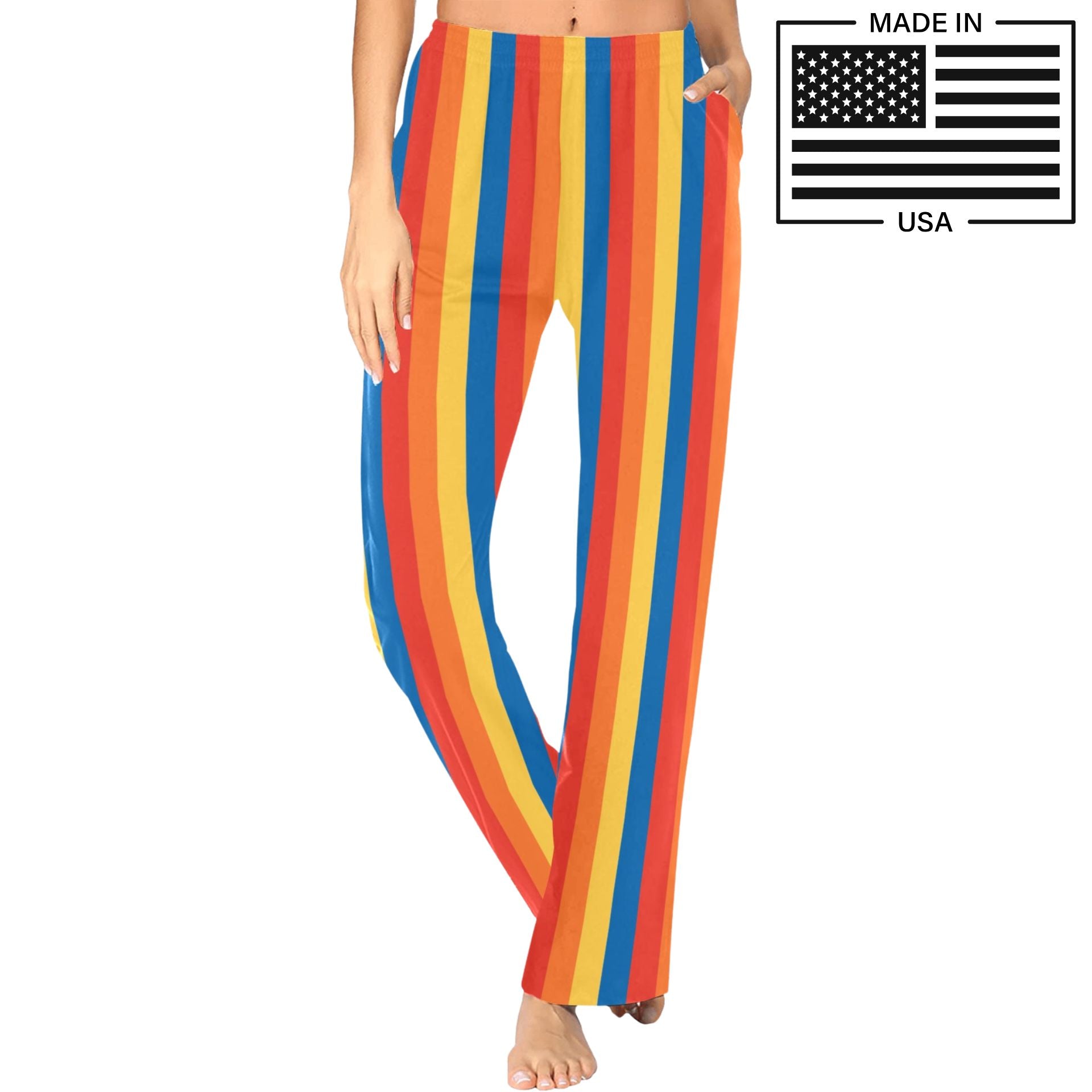 darling womens orange blue striped pajama bottoms costume pants made in USA