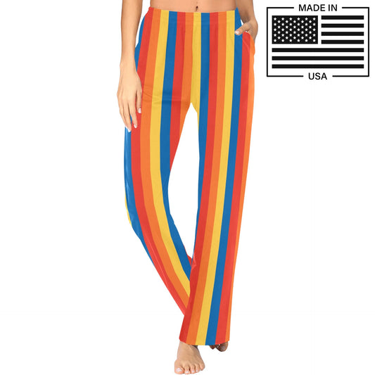 darling womens orange blue striped pajama bottoms costume pants made in USA