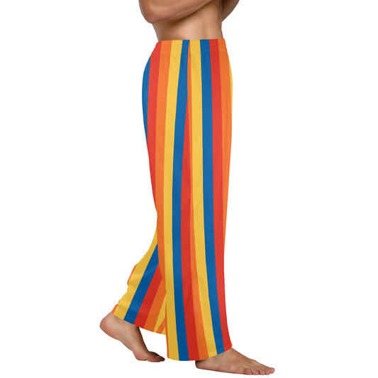 Wally stripe clown pants in orange blue yellow