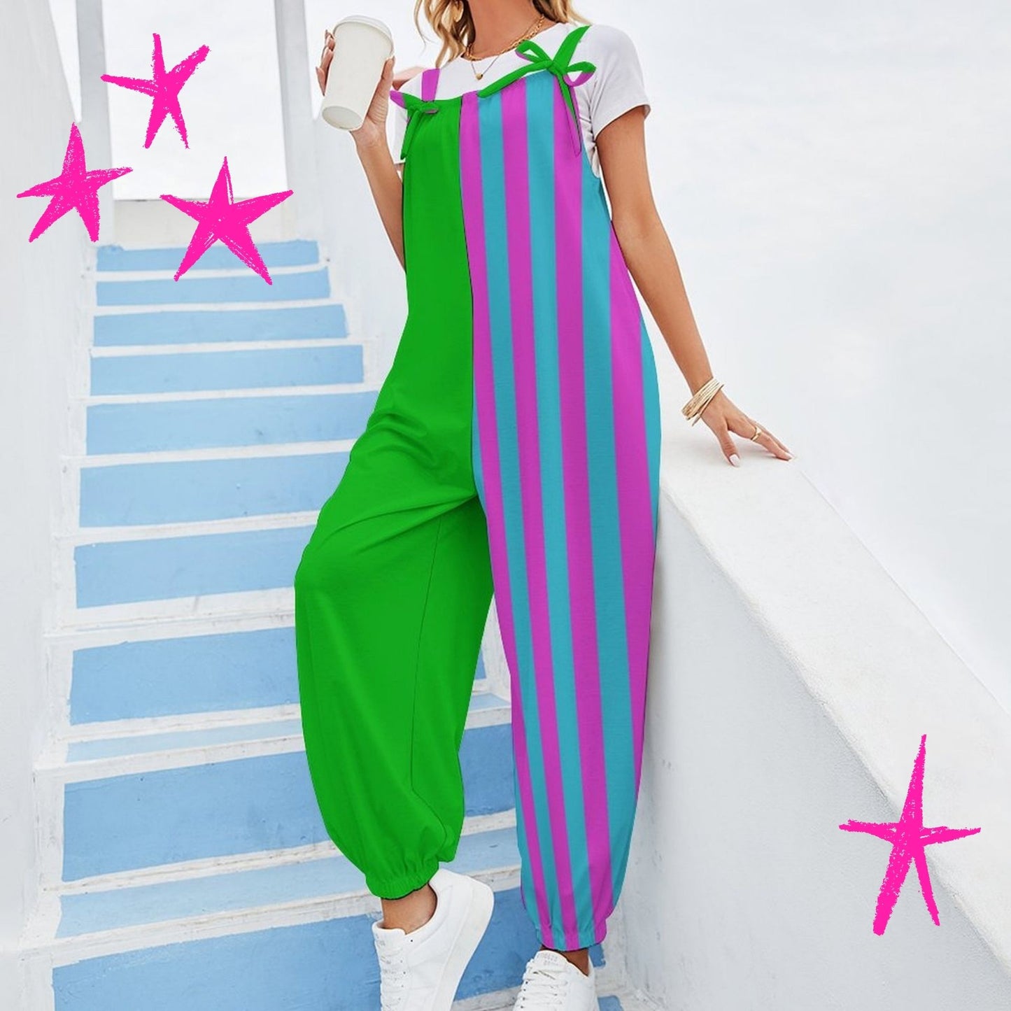 Watermelon Bubblegum Stripe Clown Suit