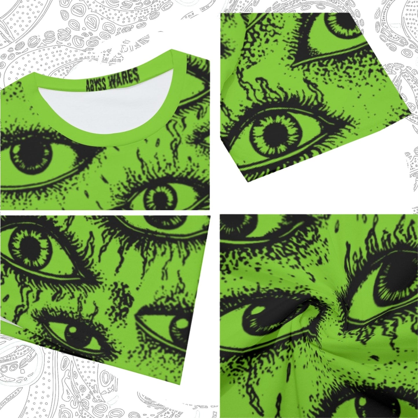 Weirdy Eye Cotton Graphic TShirt Alien Green Weirdcore Streetwear or Sleepwear