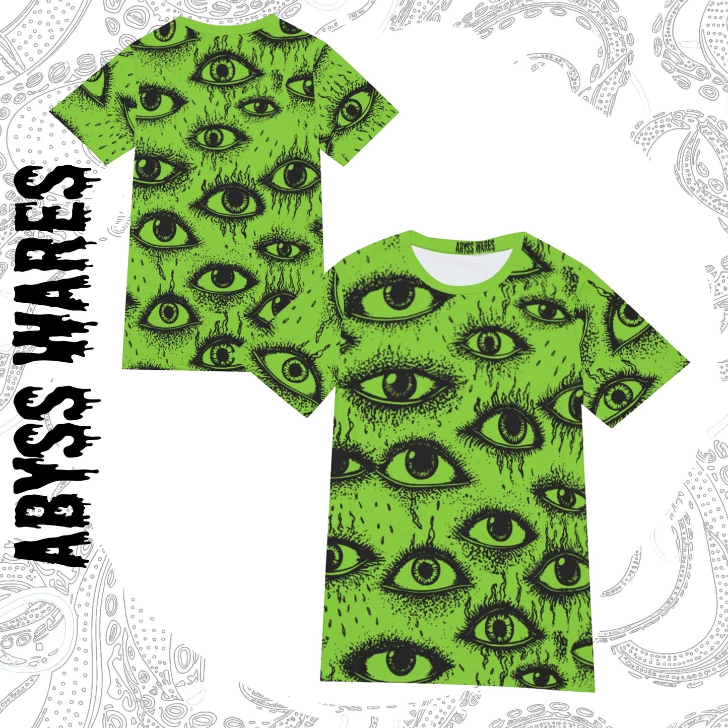 Weirdy Eye Cotton Graphic TShirt Alien Green Weirdcore Streetwear or Sleepwear