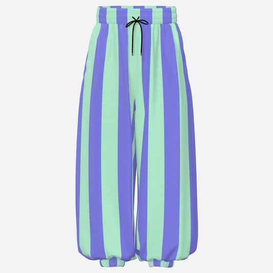 Baggy Pantaloons Wizz-bang Stripe Periwinkle Aqua Clown Pants