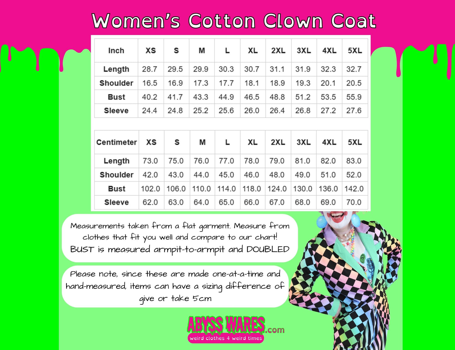 Harlekin-Regenbogen-Baumwoll-Clownjacke