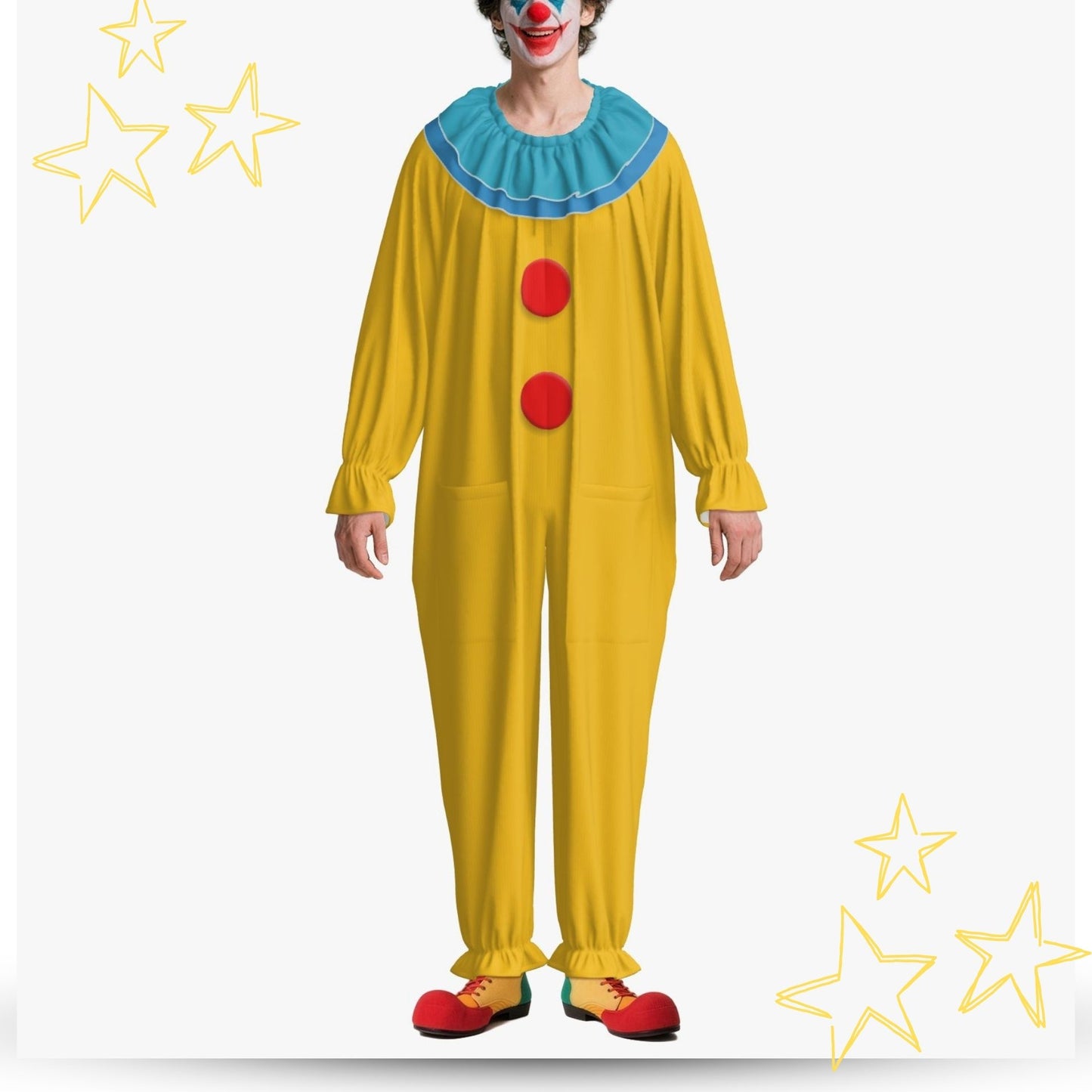 Yesteryear Yellow Clown Suit w Blue Ruffle Collar