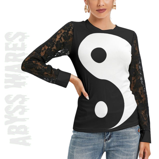 Yin Yang Lace Sleeve 90s Shirt