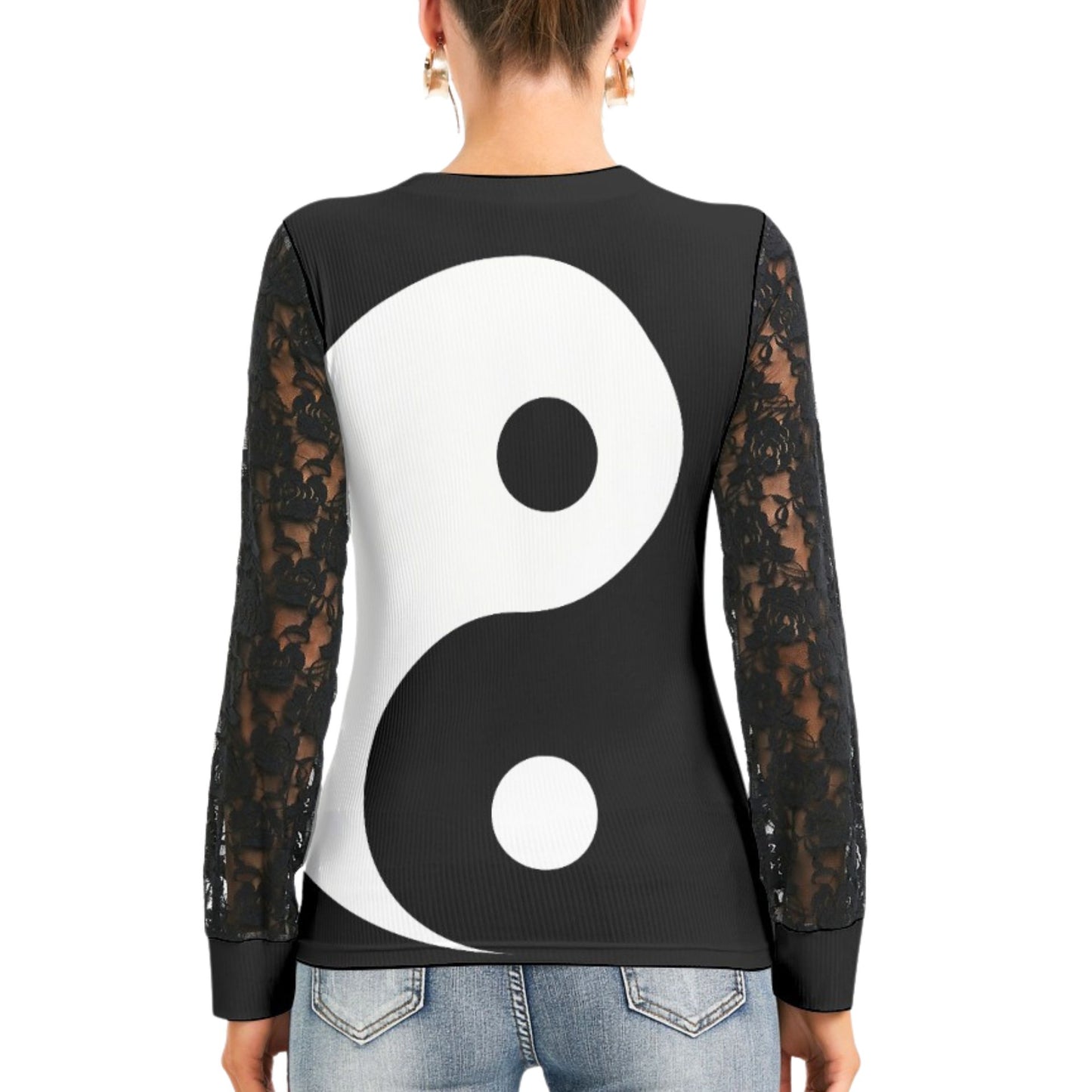 Yin Yang Lace Sleeve 90s Shirt