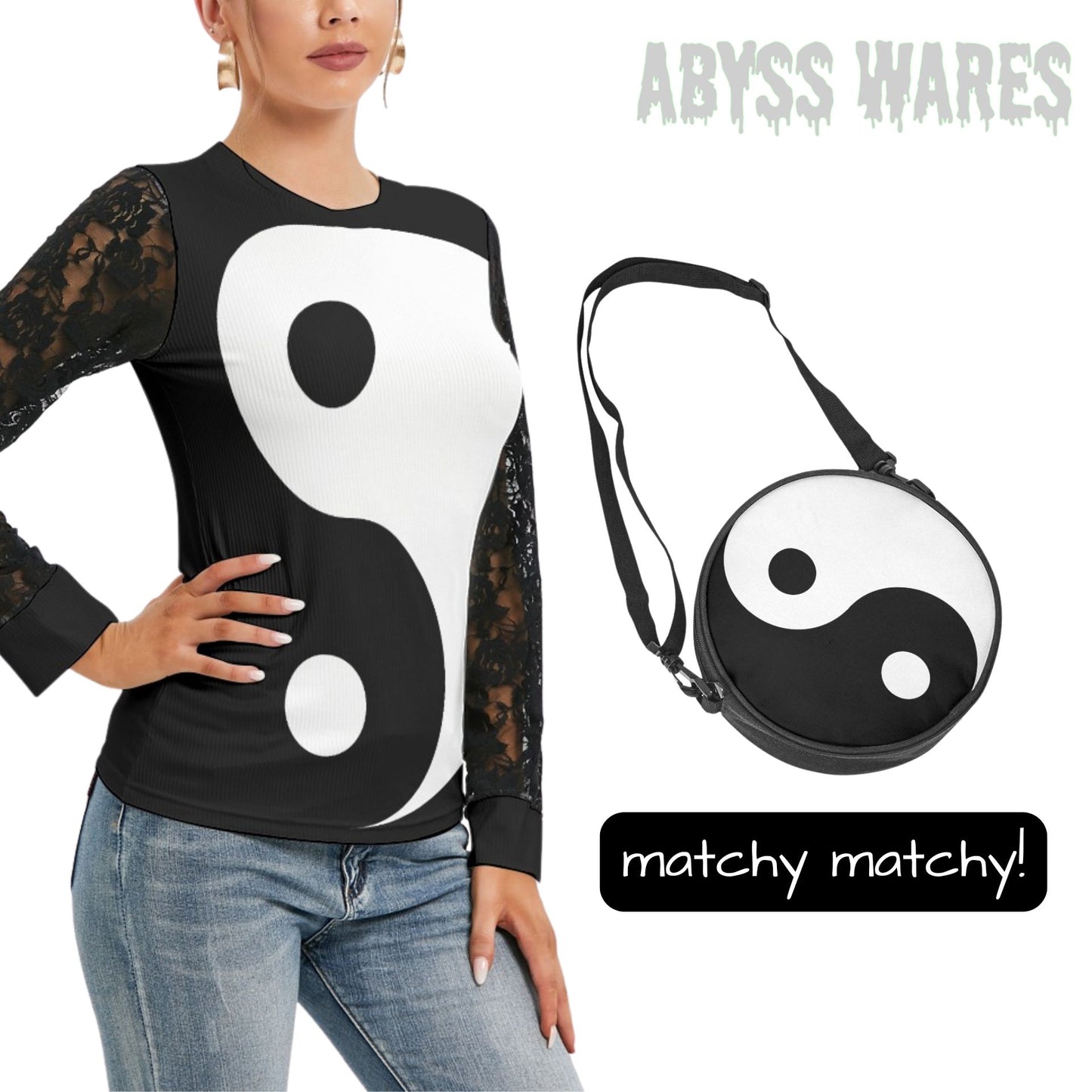 Yin Yang Lace Sleeve 90s Shirt