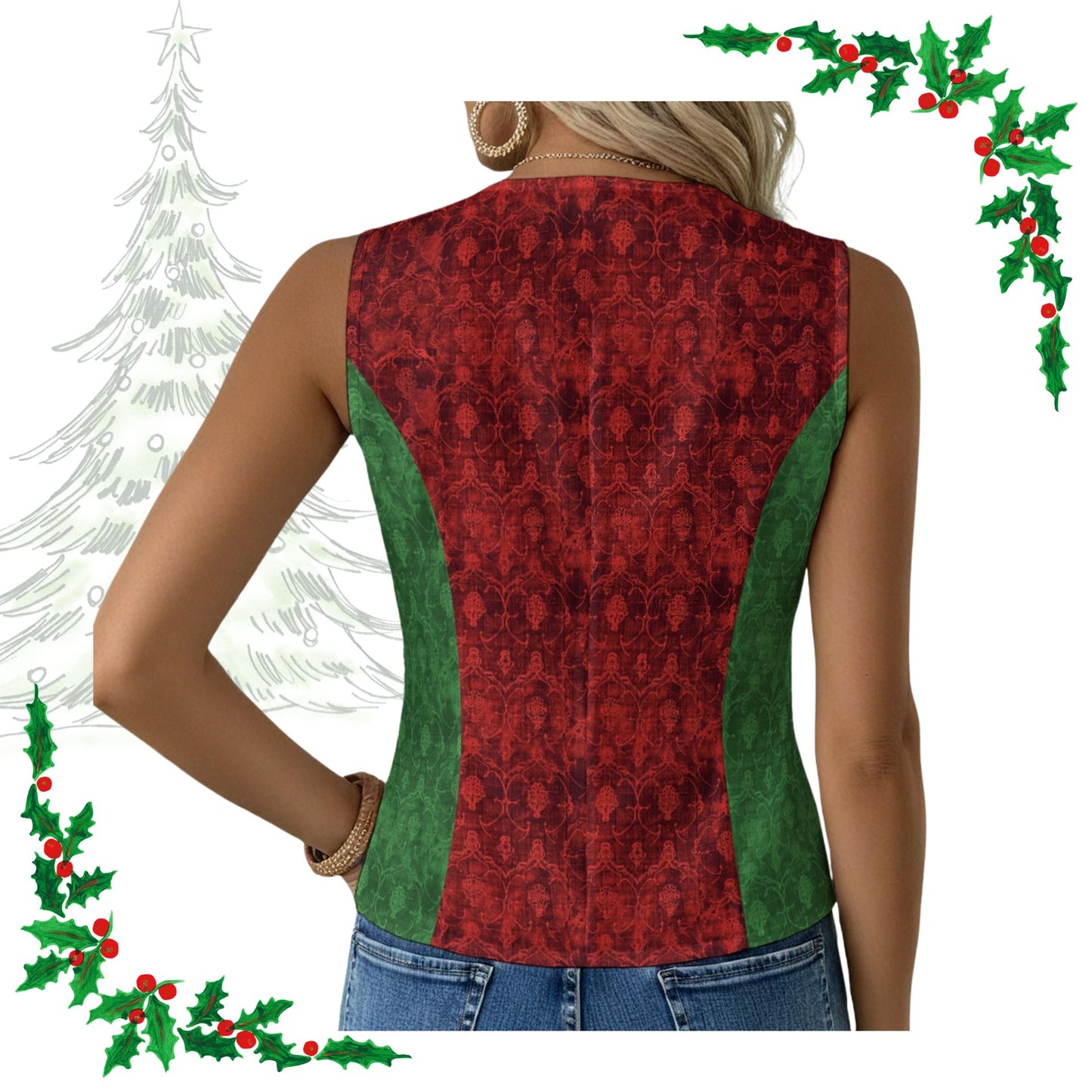 Yuletide Greetings Ladies Waistcoat Vest