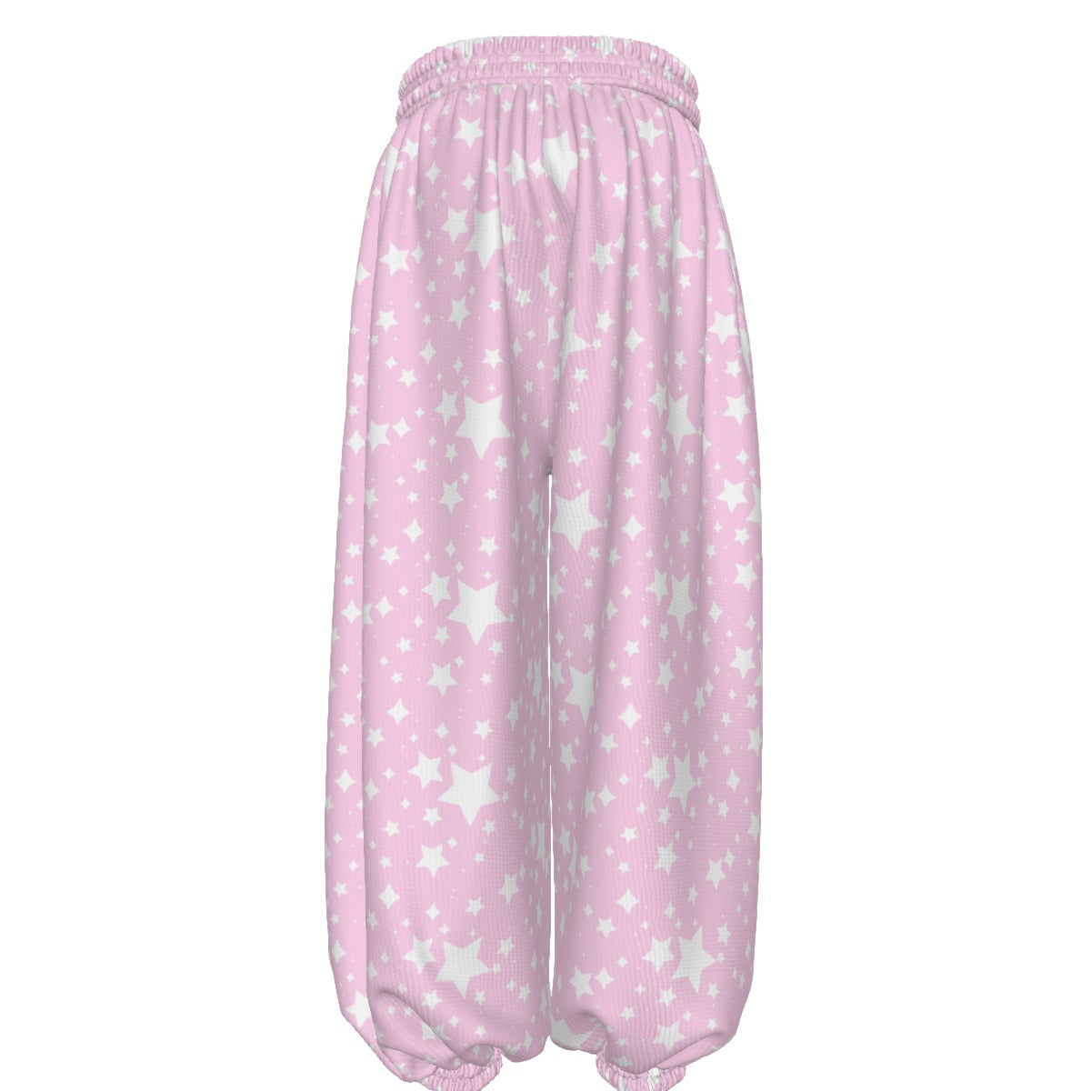 Pink pants with star pattern on a white background