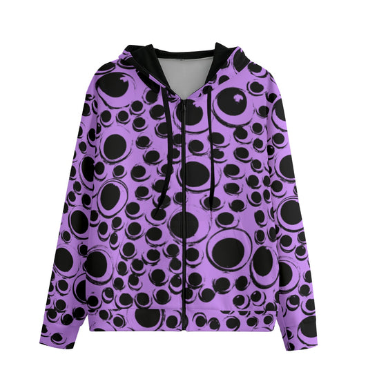 Zine Seen Lavender Hoodie with googly eyeballs